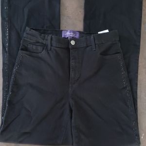 NYDJ Black Denim With Rhinestone Accents